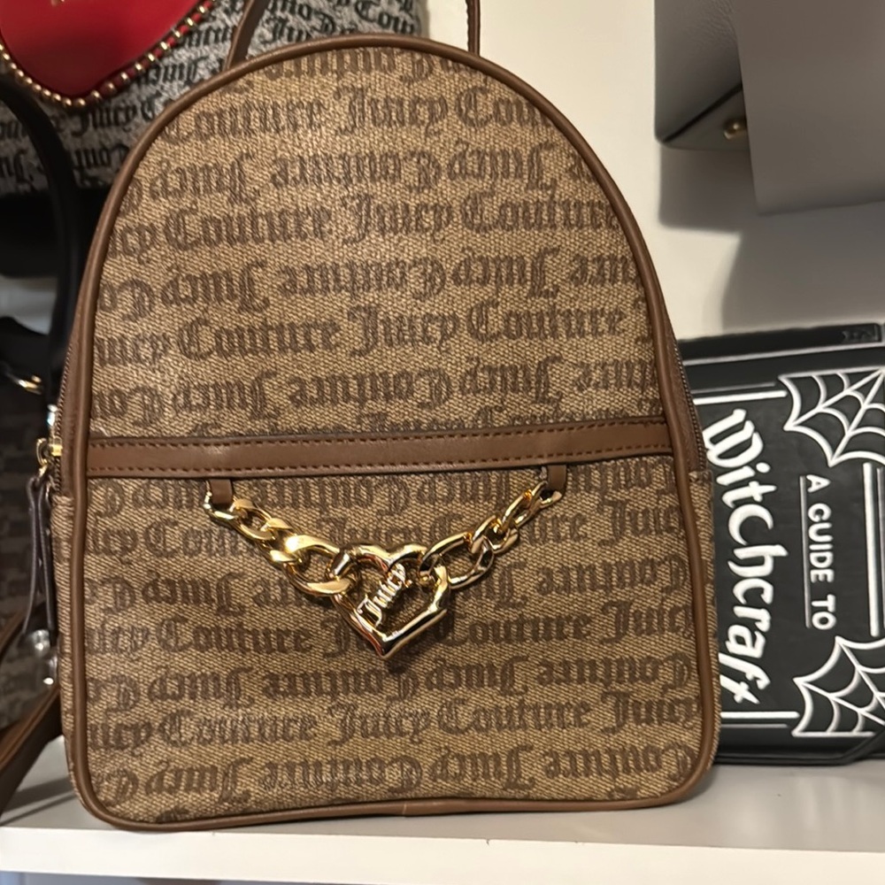 Juicy Couture Brown Backpack with Gold Chain